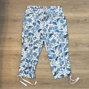 Vintage Y2K Faded Glory Blue Floral Capri Pants